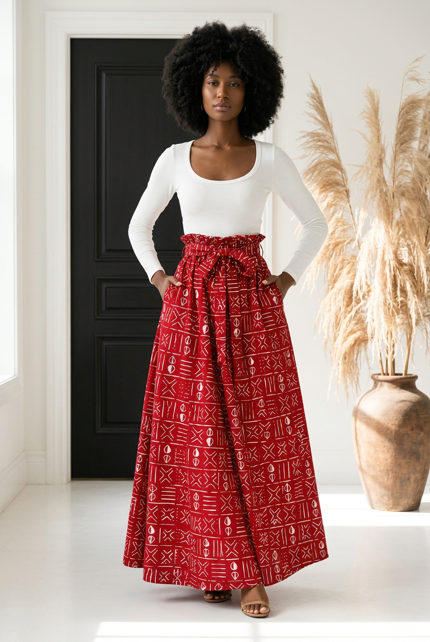 Woman Long Printed Maxi Skirt-1350 M