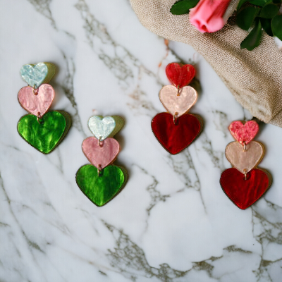 Acrylic Heart Dangle Earrings