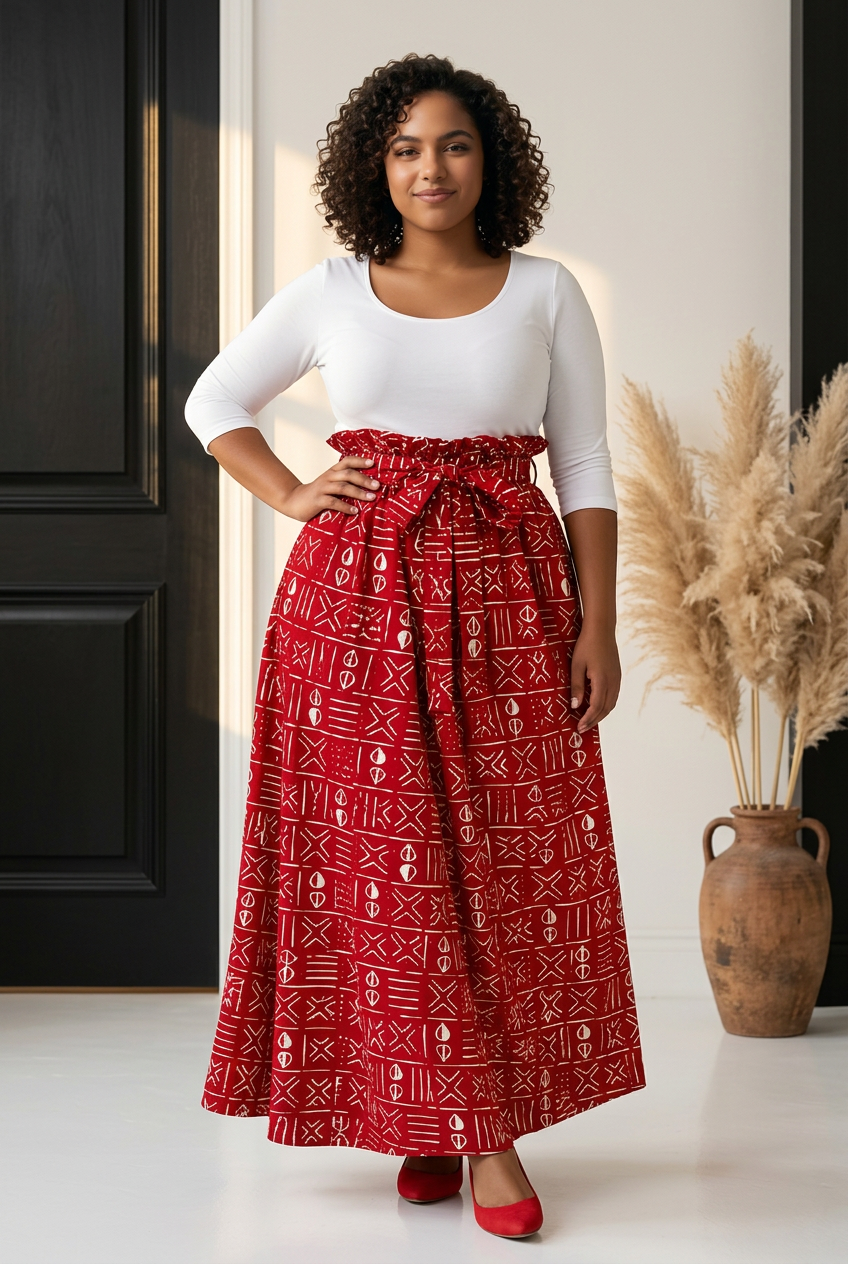 Woman Long Printed Maxi Skirt-1350 M