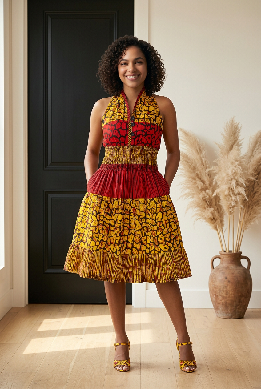 Woman's Mid-Length Smock Dress Print 693/5006