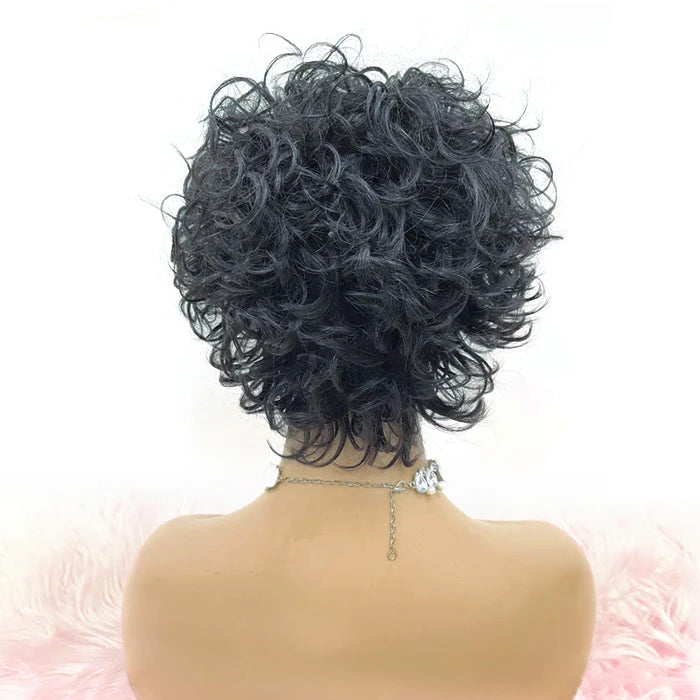 10 Inches Natural Wear-and-Go Bouncy Curly Fringe Wig with Bangs Glueless BOB Wig