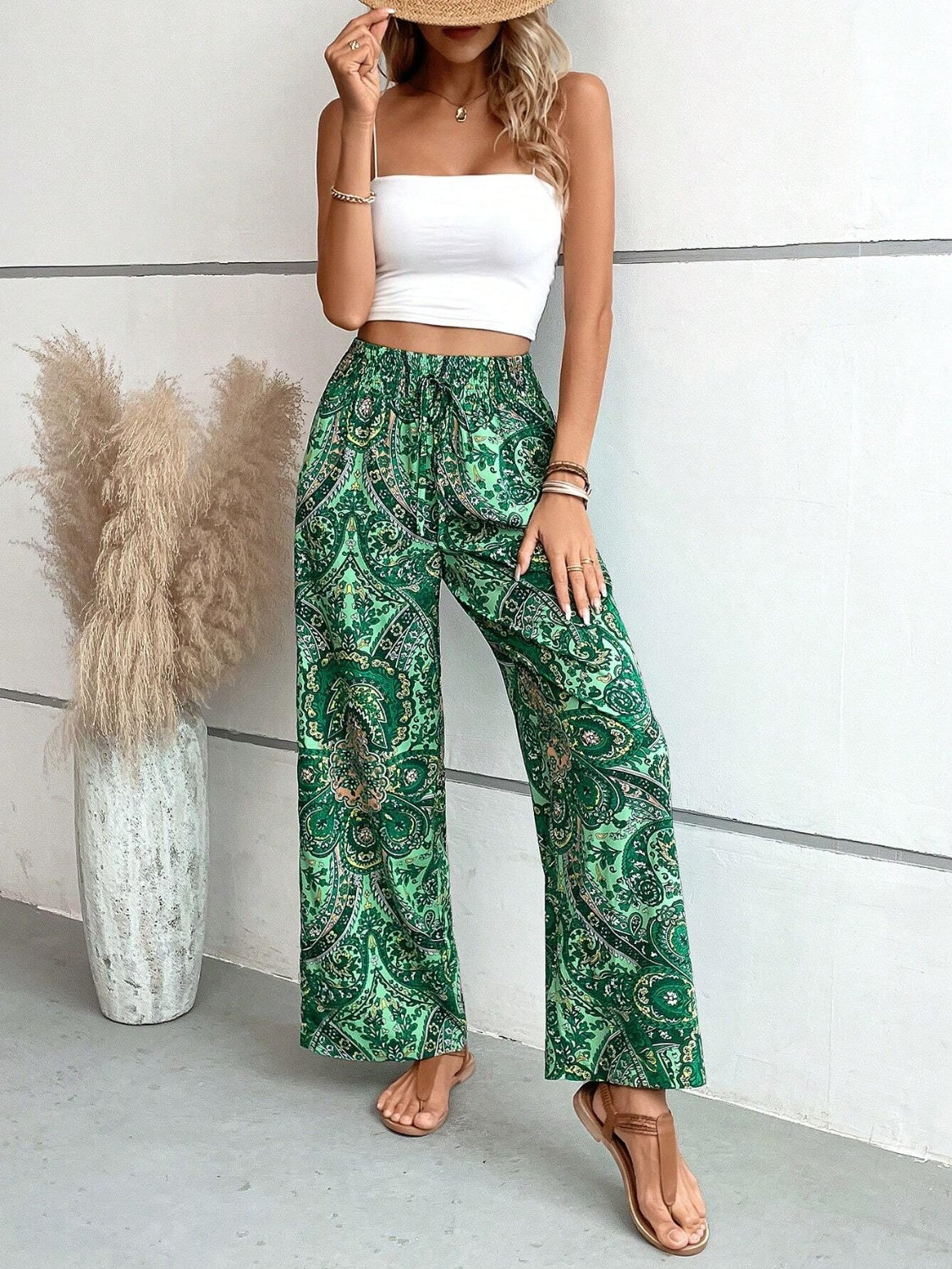 Printed Wide Leg Pants - Two Color Patterns