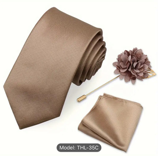 Men’s Silk Coordinated Tie Set - Champagne Tie Set
