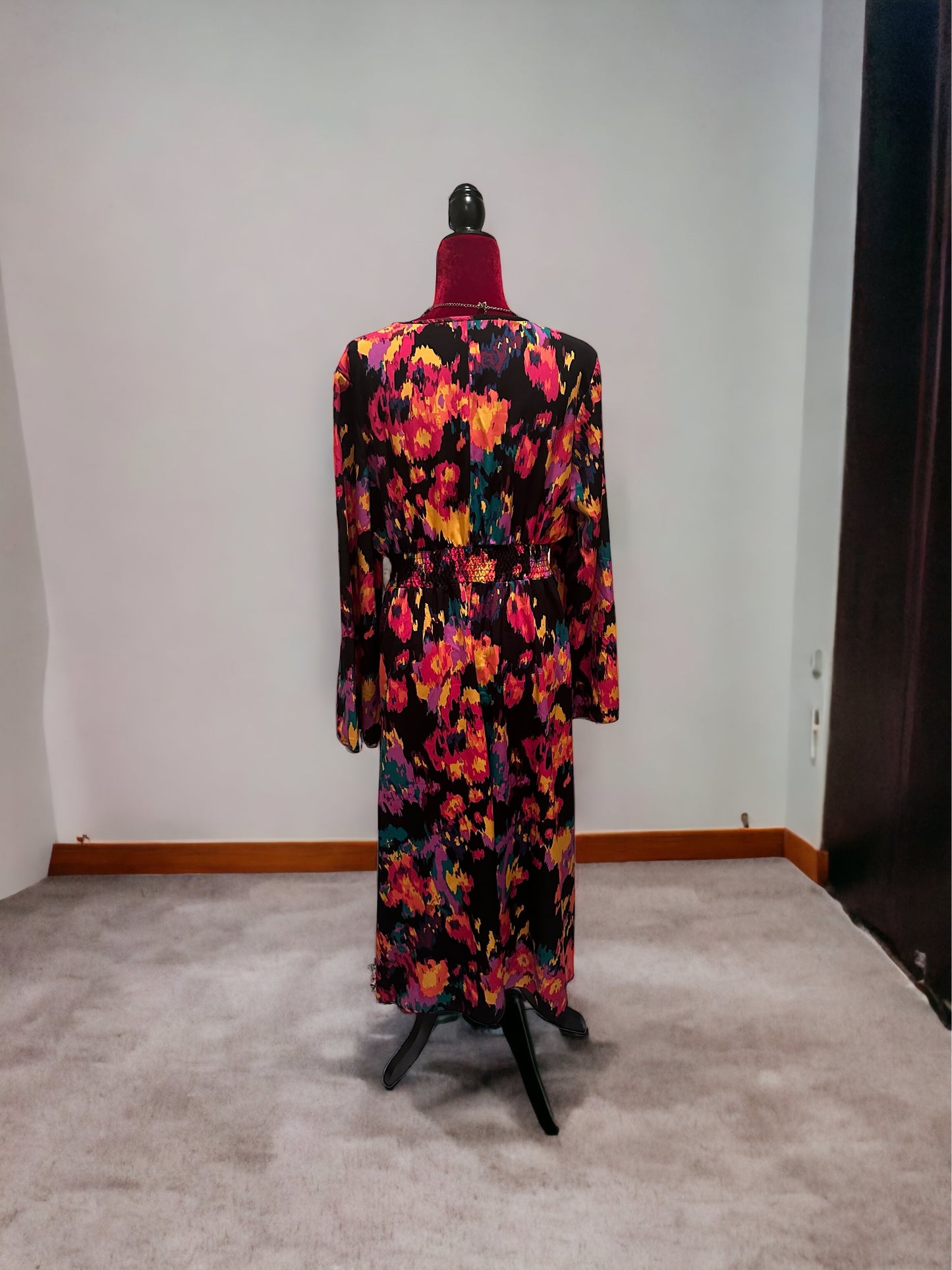 Printed Smocked Waist Midi Dress
