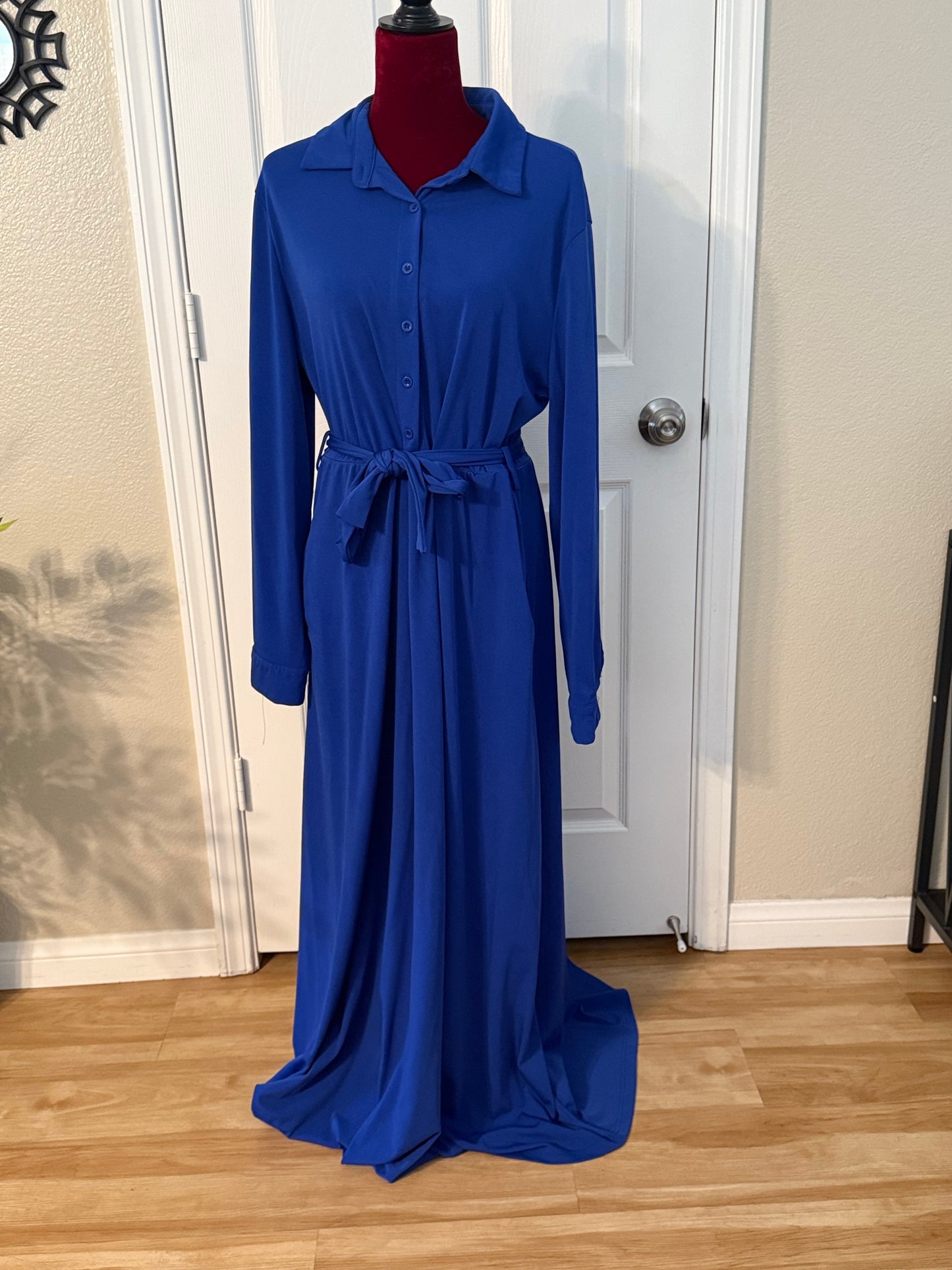 Plus Size Button Down Maxi Length Dress, 2XL