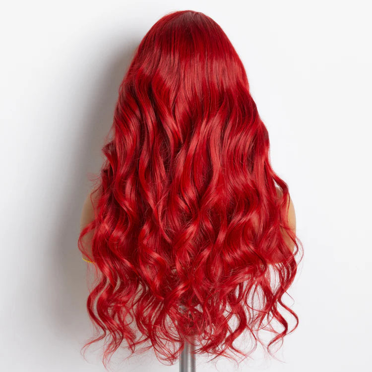 24 Inches 13"x4" Body Wavy Wear & Go Glueless #Red Lace Frontal Wig-100% Human Hair