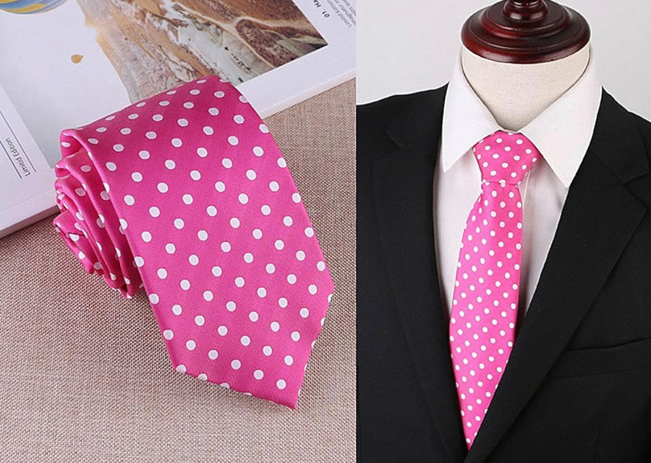 Men’s Pink and White Polka Dot Neck Tie