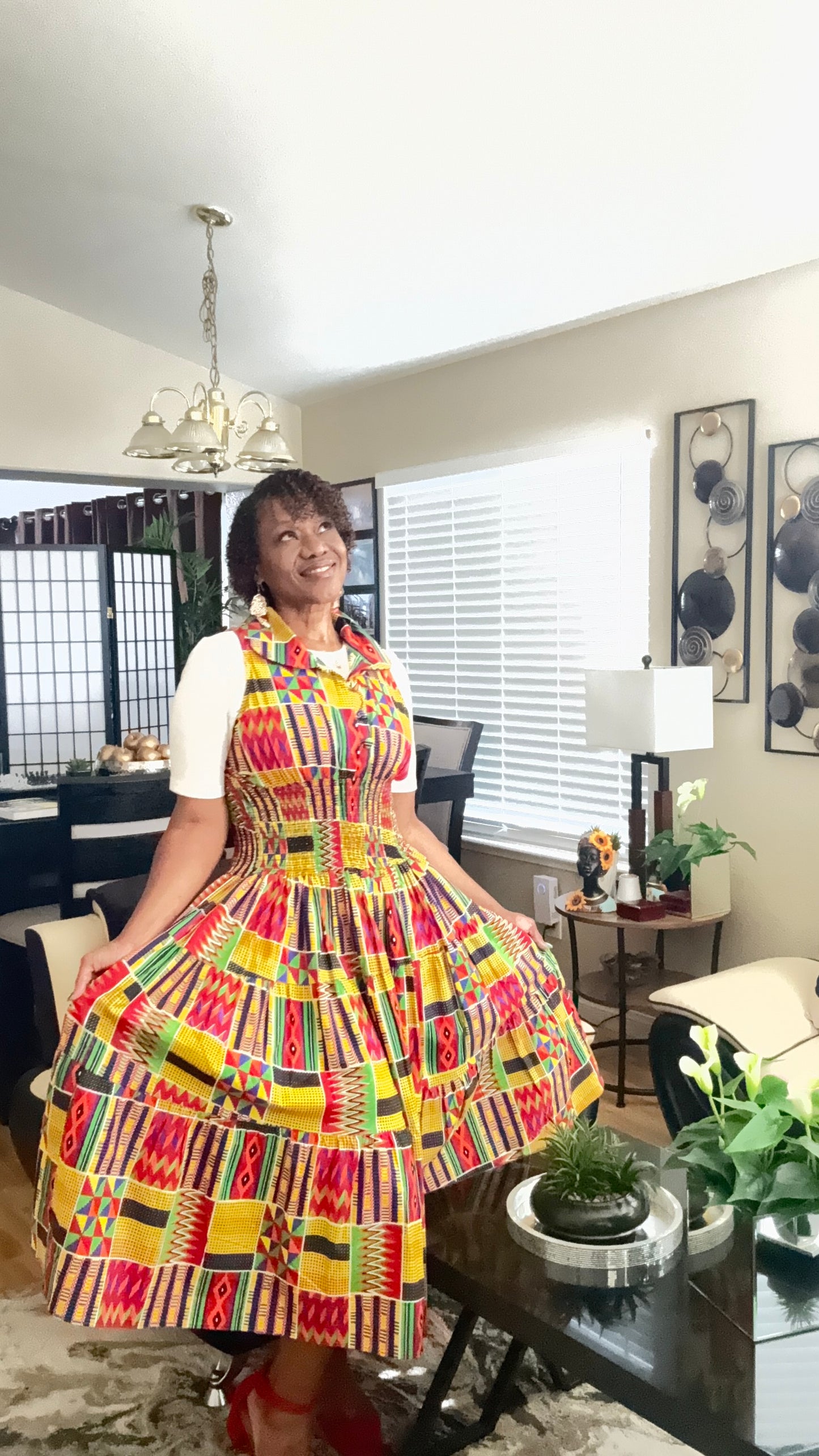 Middi Halter Smock Kente Dress (free size)