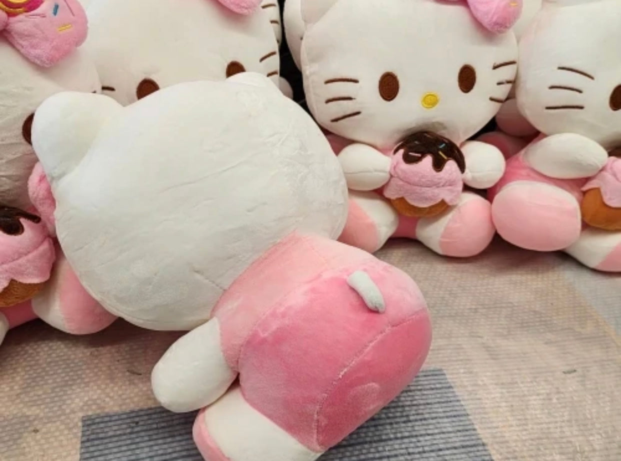 Adorable Kawaii Sanrio Hello Kitty Ice Cream Cone Plush Doll - Stuffed Toy