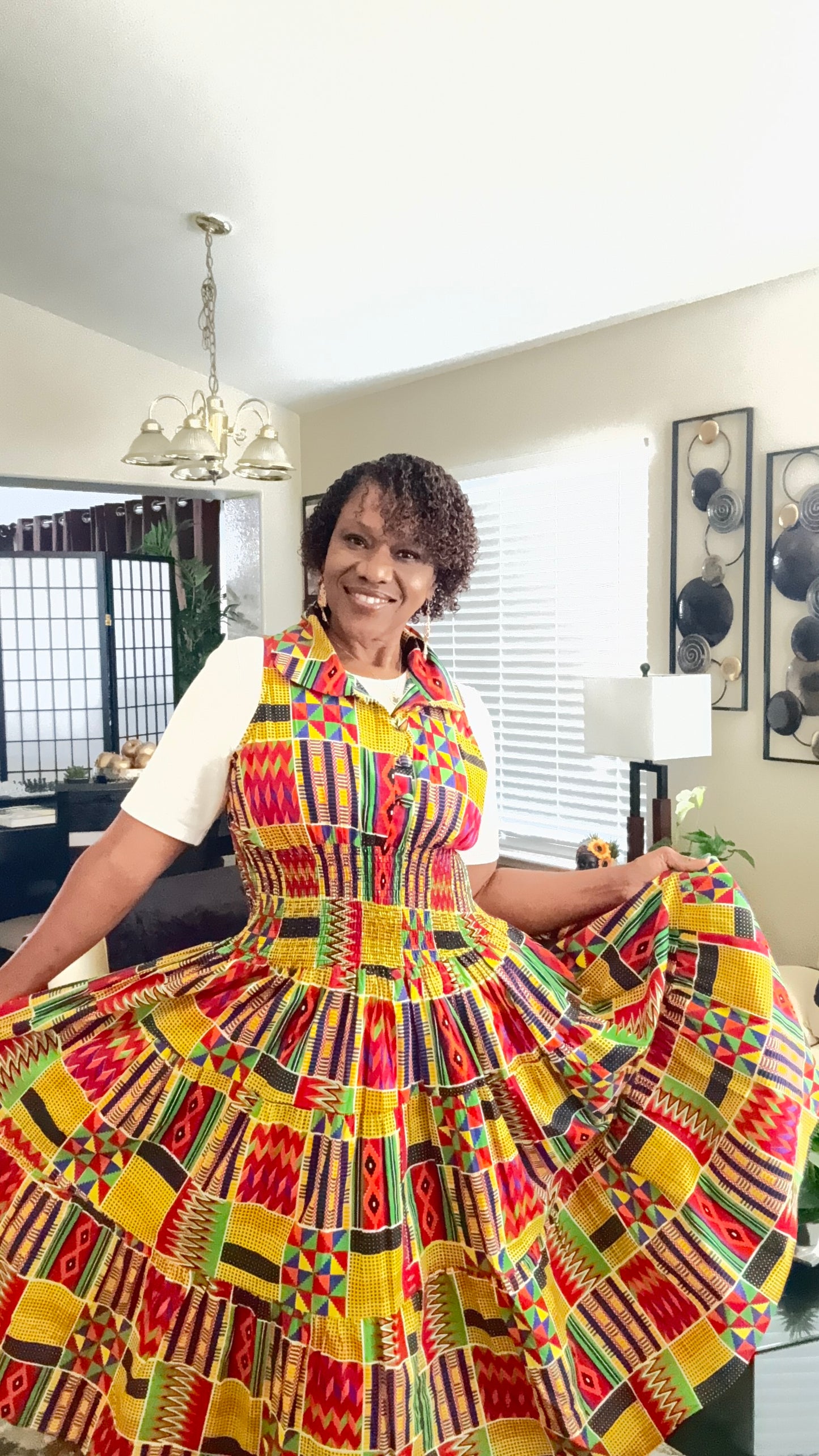 Middi Halter Smock Kente Dress (free size)
