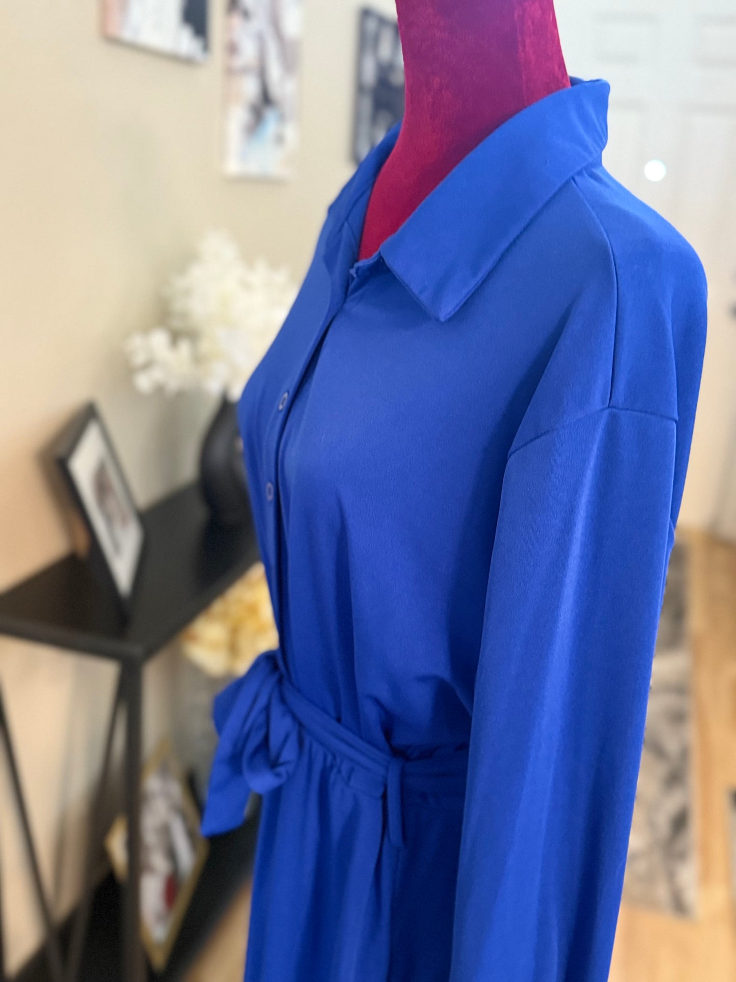 Plus Size Button Down Maxi Length Dress, 2XL