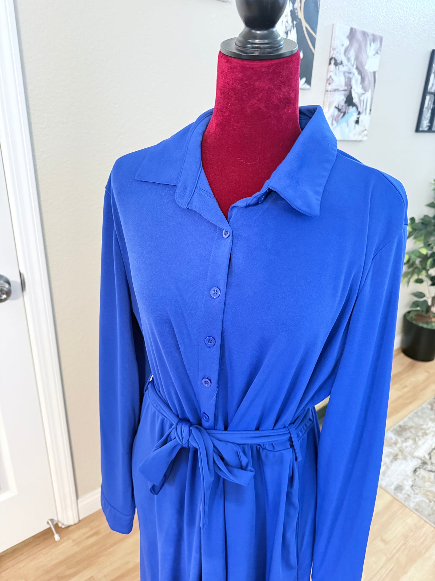 Plus Size Button Down Maxi Length Dress, 2XL