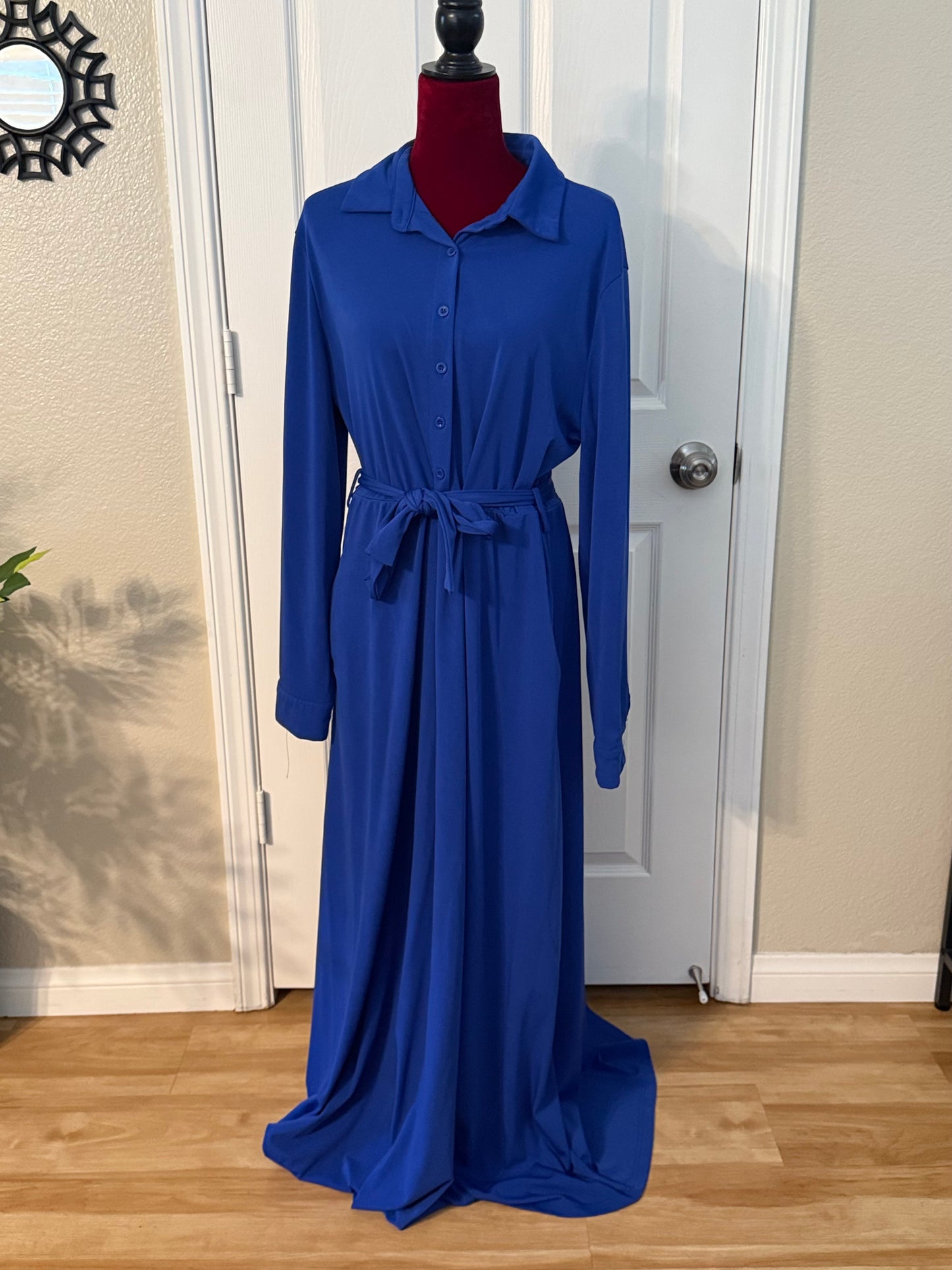 Plus Size Button Down Maxi Length Dress, 2XL