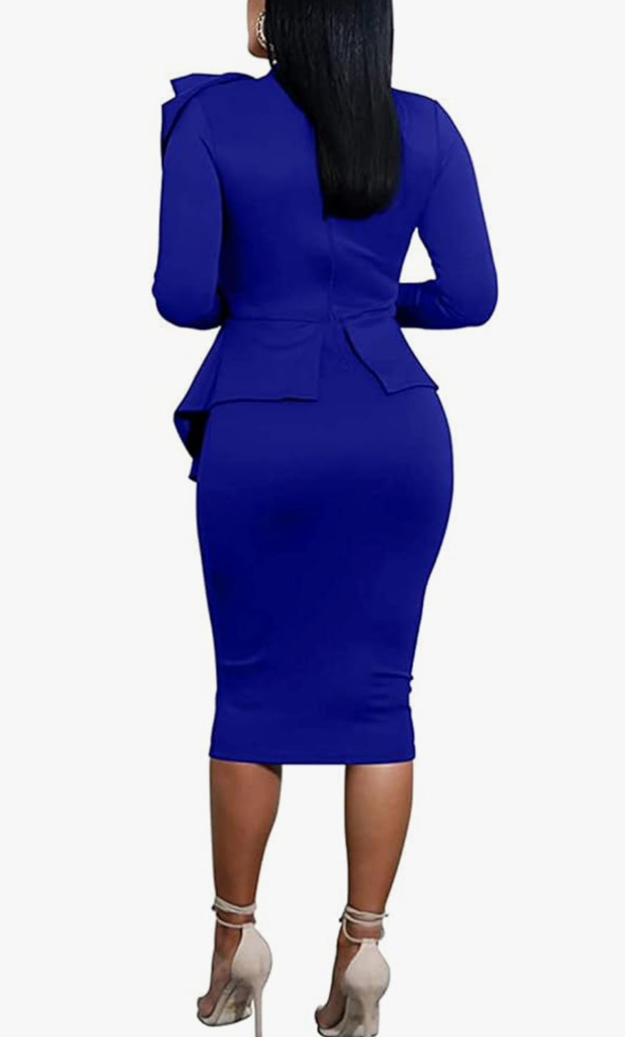 Peplum BodyCon Dress, Sizes Small - 3XLarge (Blue)