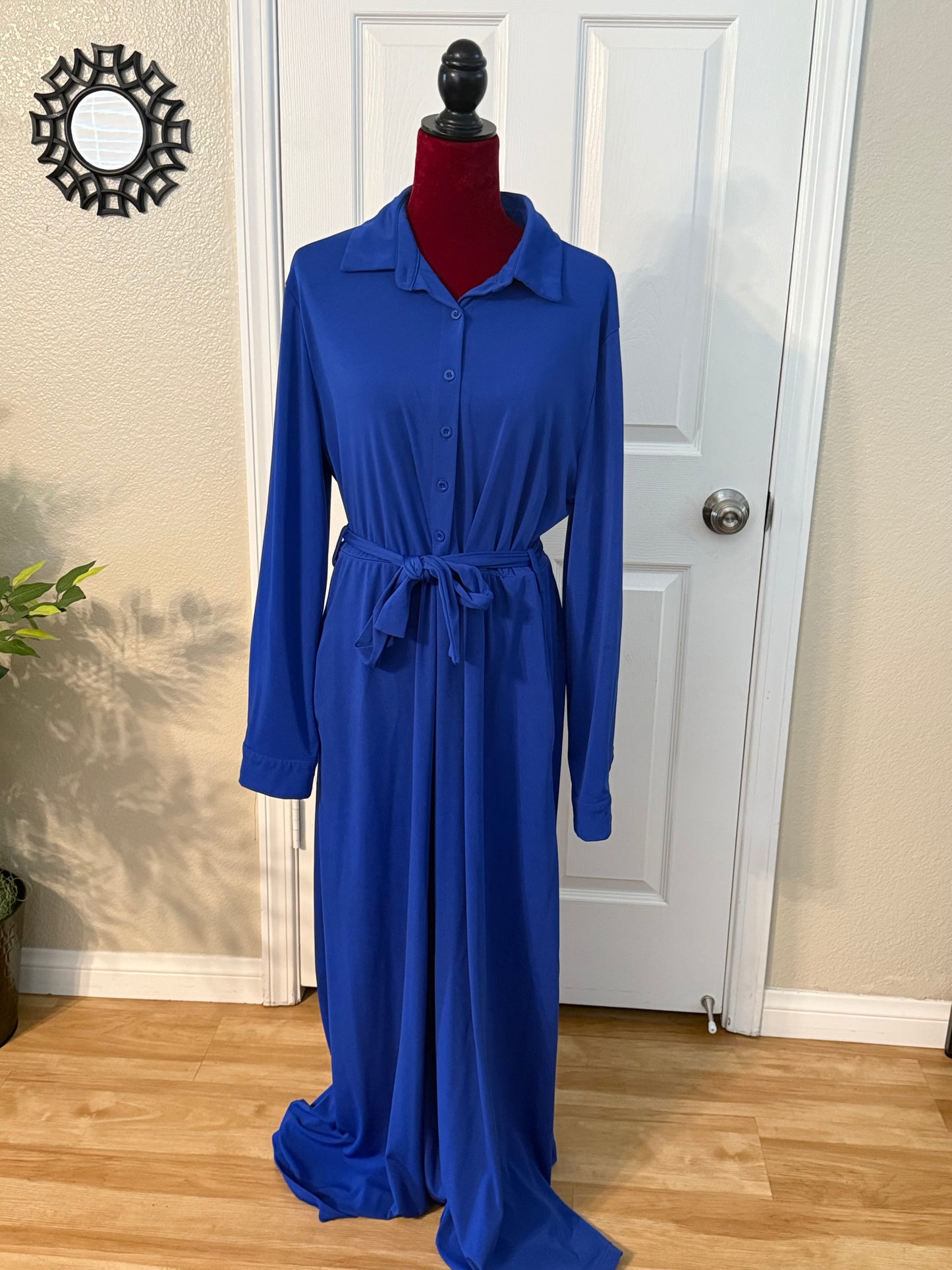 Plus Size Button Down Maxi Length Dress, 2XL