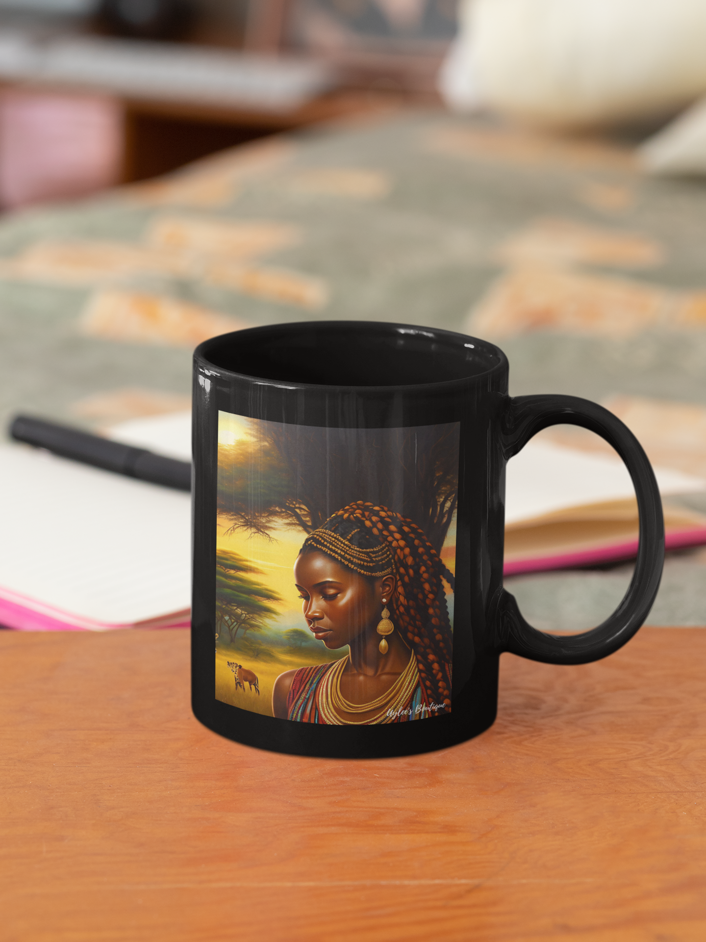 Beautiful Ceramic Custom Mug - African Woman in Jungle