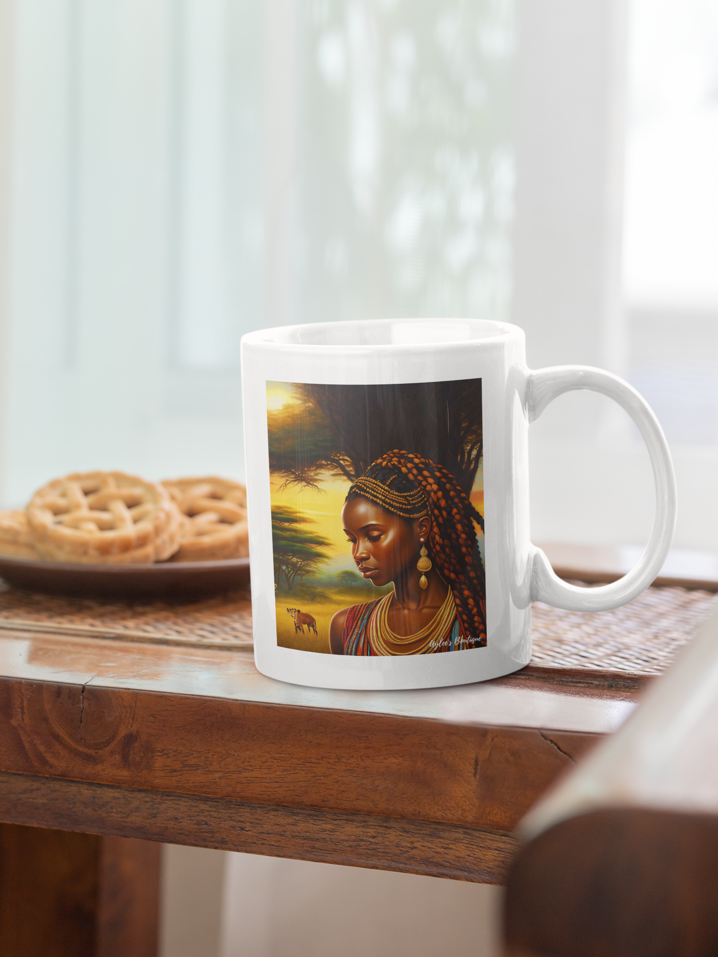 Beautiful Ceramic Custom Mug - African Woman in Jungle