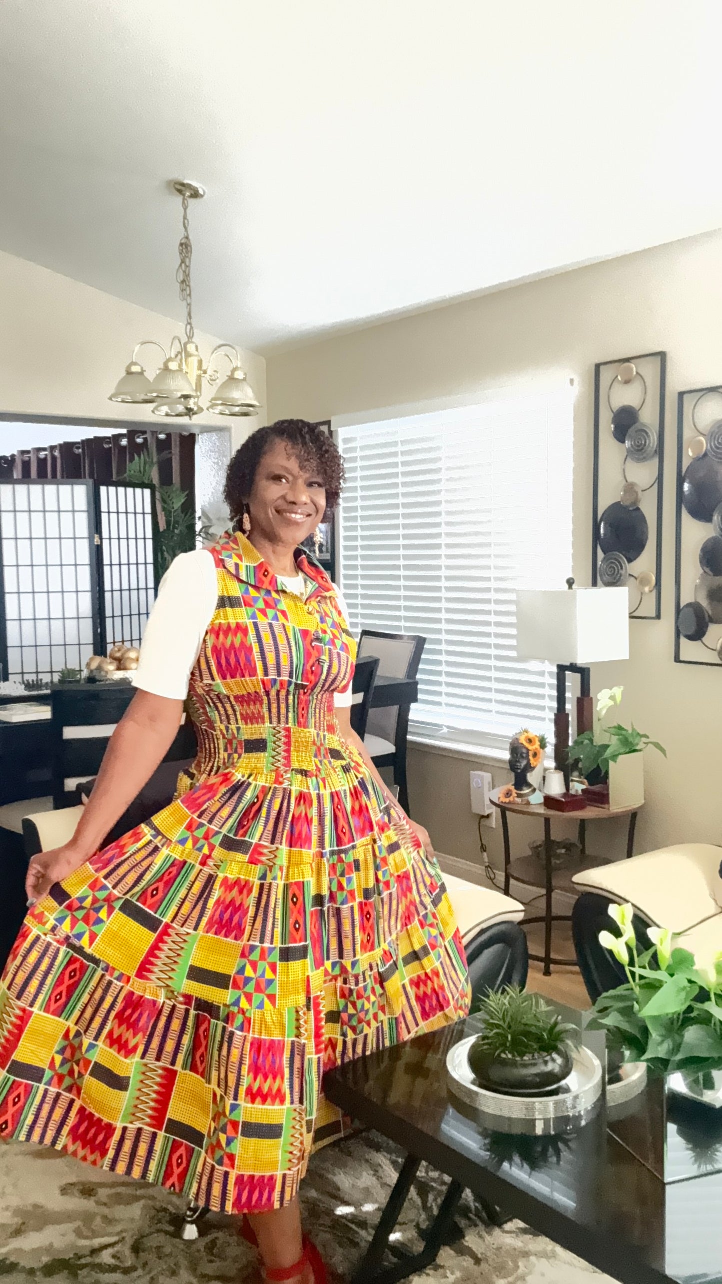 Middi Halter Smock Kente Dress (free size)