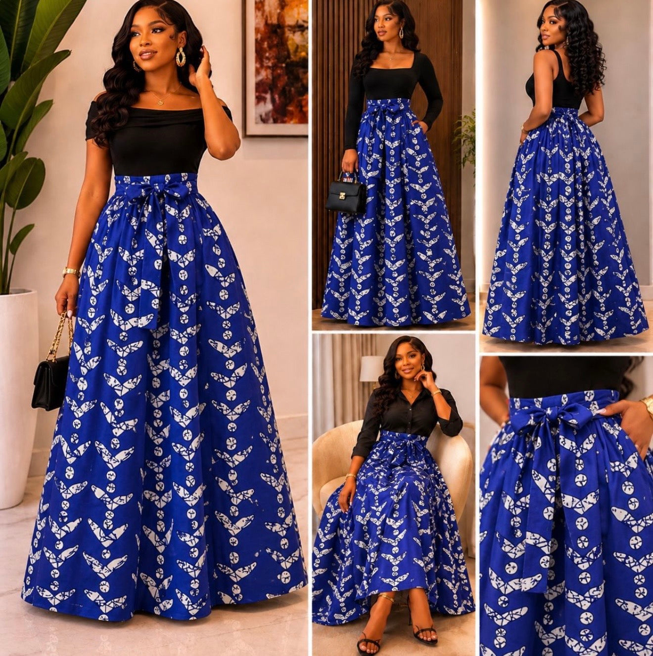 Woman Long Printed Maxi Skirt-1350 J