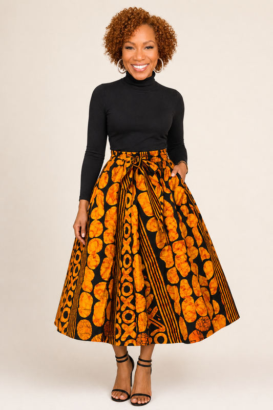 Ankara Midi Flare Skirt (1312 F)
