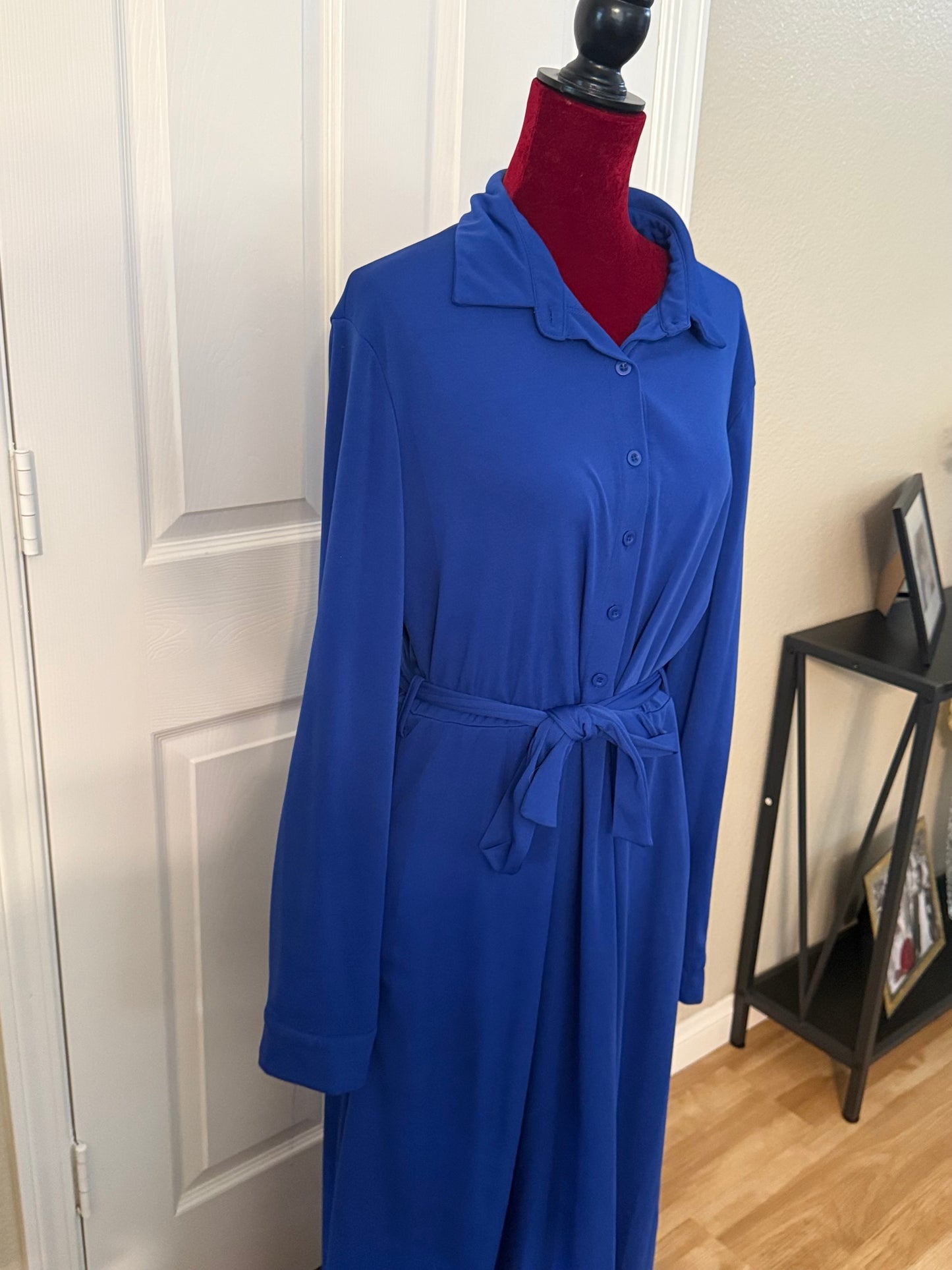 Plus Size Button Down Maxi Length Dress, 2XL