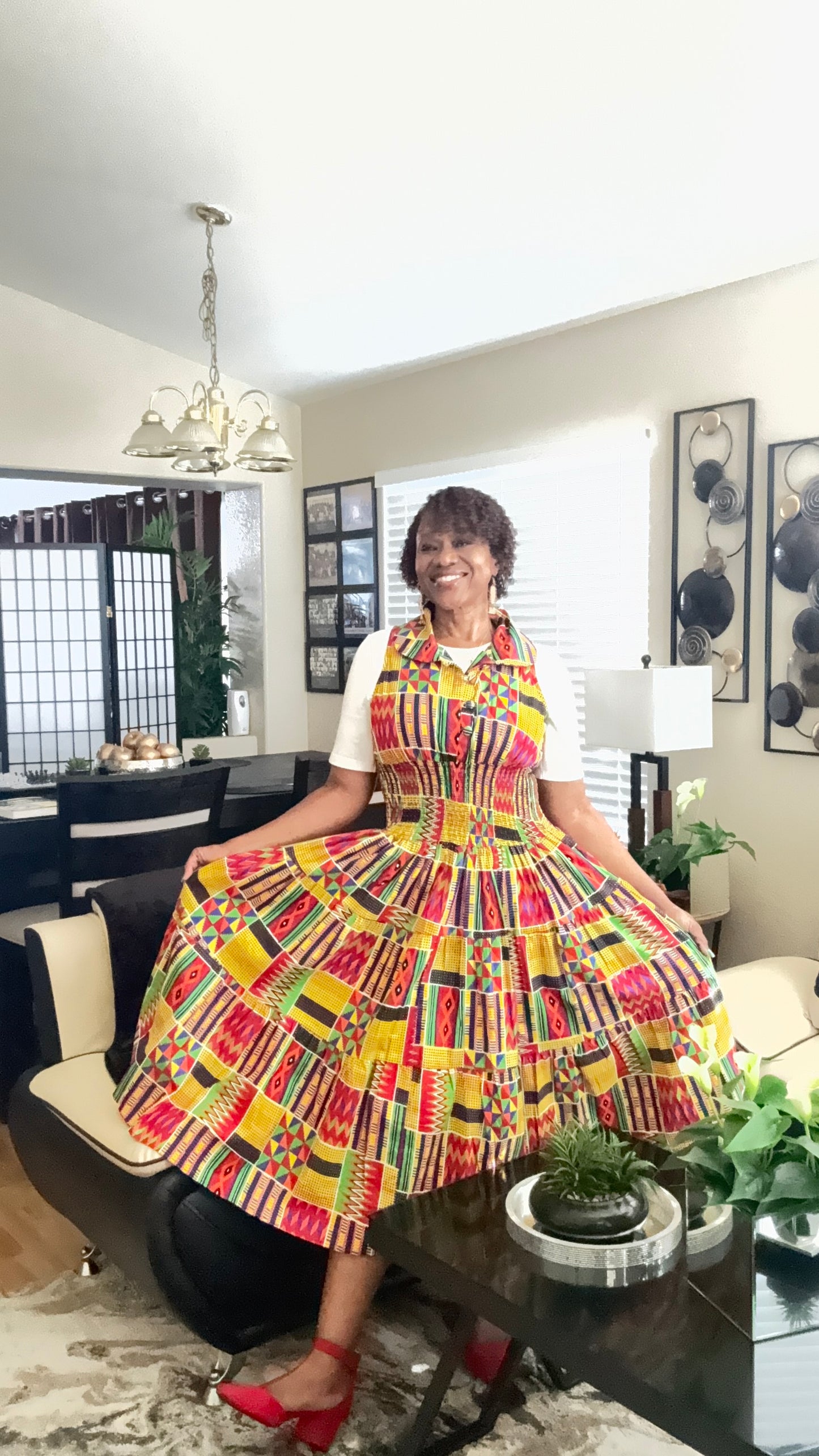 Middi Halter Smock Kente Dress (free size)