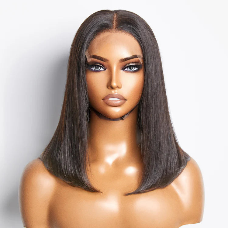 150% Density 5x5 Glueless Lace Closure Human Hair Bob Wig Straight