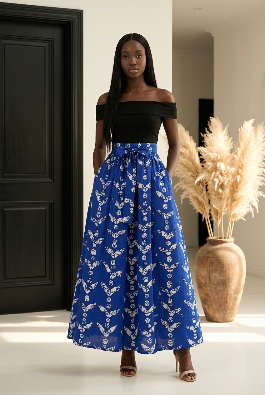 Woman Long Printed Maxi Skirt-1350 J