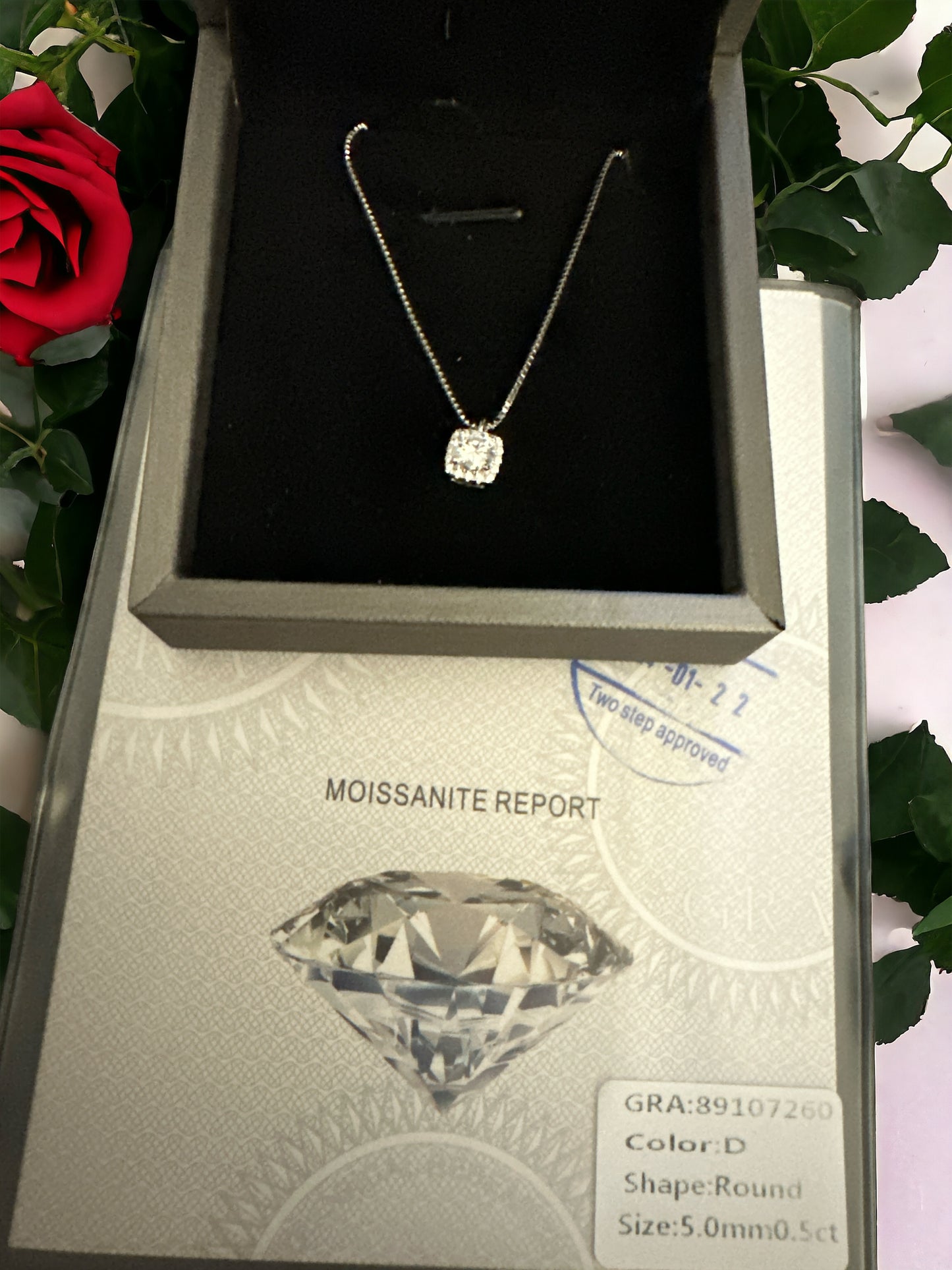 Moissanite Pendant Platinum-Plated Necklace