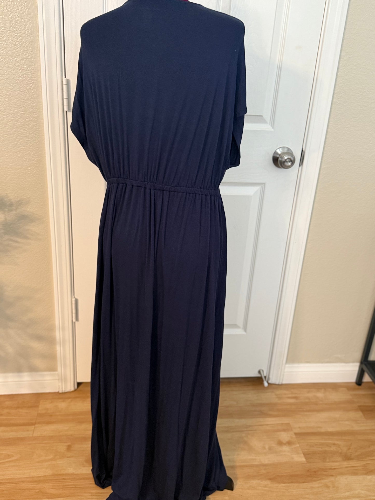 Plus Size Blue Waisted Maxi Dress, Size 1X