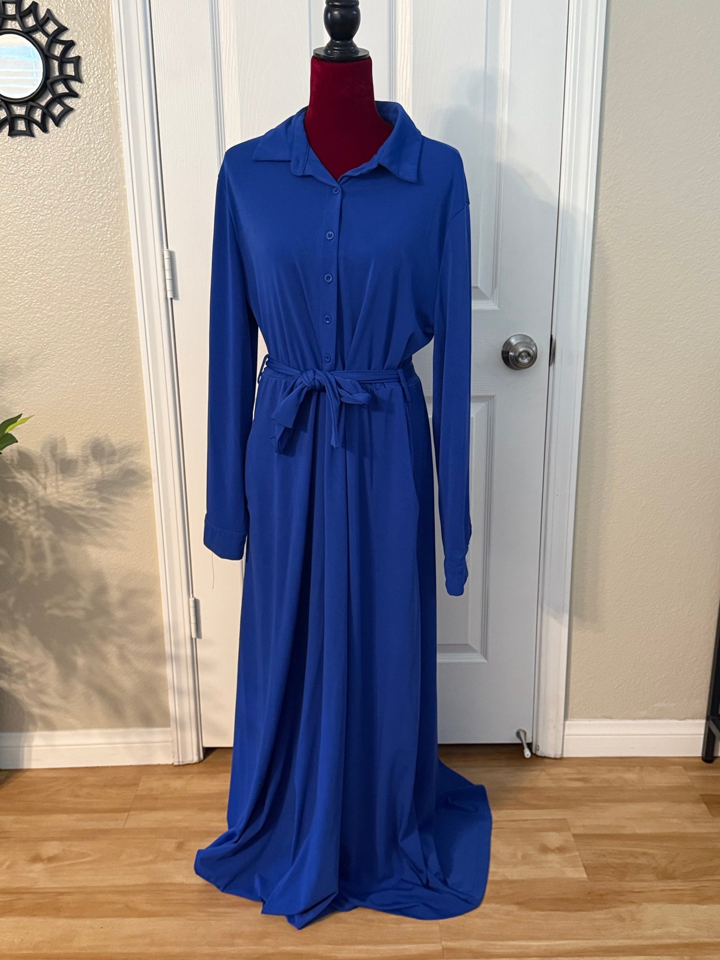 Plus Size Button Down Maxi Length Dress, 2XL