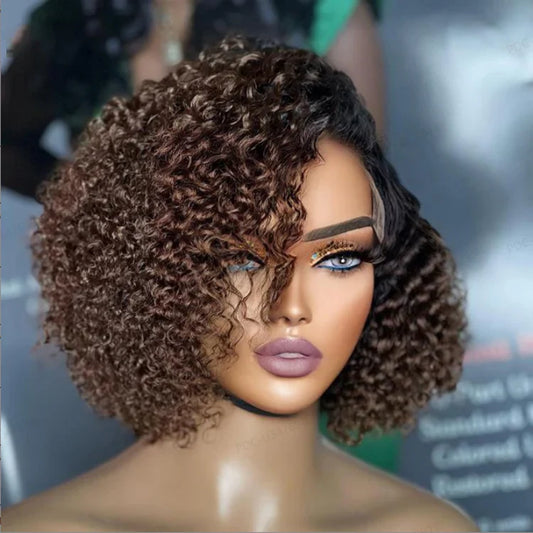 8 inch Trendy Short Cut Curly Minimalist HD Lace Glueless Side Part Wig