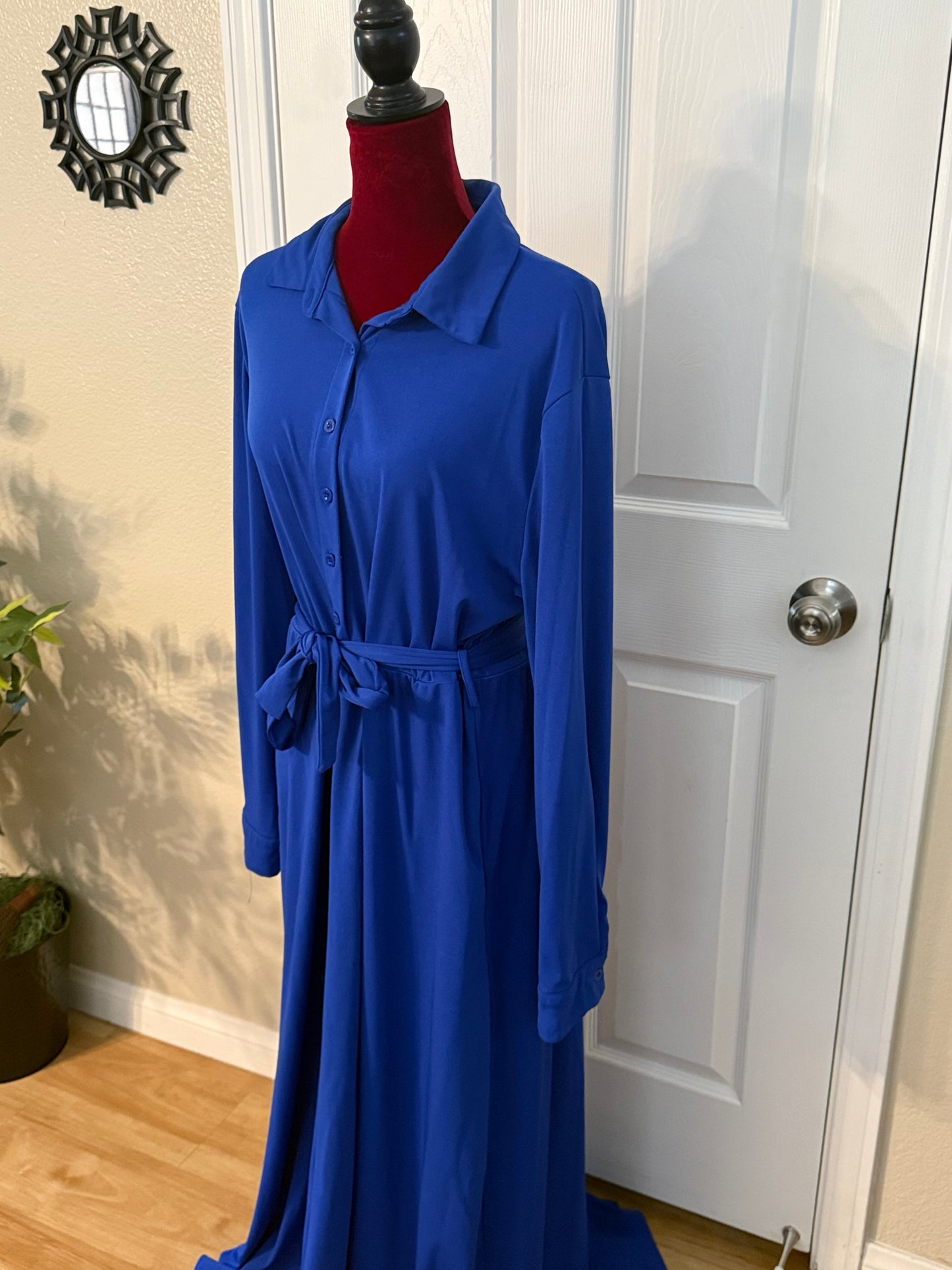 Plus Size Button Down Maxi Length Dress, 2XL