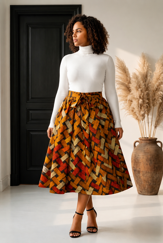 Ankara Midi Flare Skirt (1312 B)
