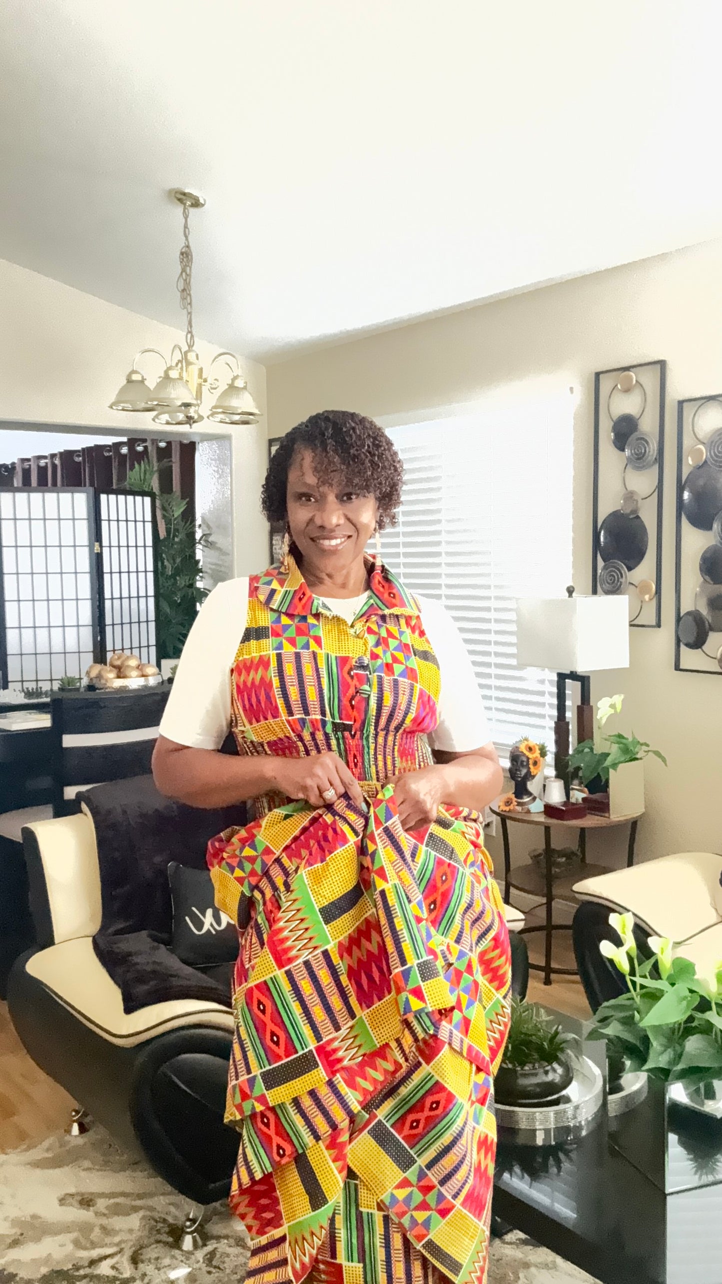 Middi Halter Smock Kente Dress (free size)