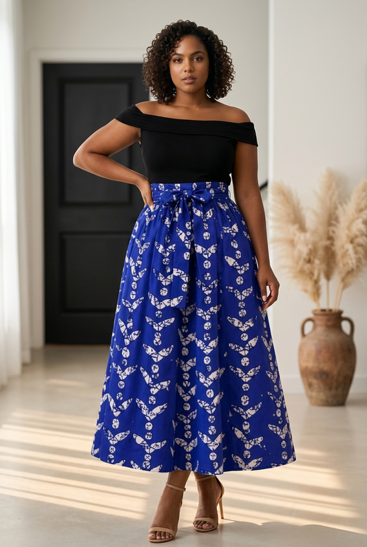 Woman Long Printed Maxi Skirt-1350 J
