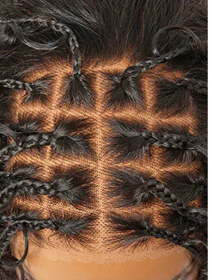 150% Density 5x5 Closure Lace with Boho Braids Pre-Cut Glueless Top Human Hair Wig Curly, 10 inches