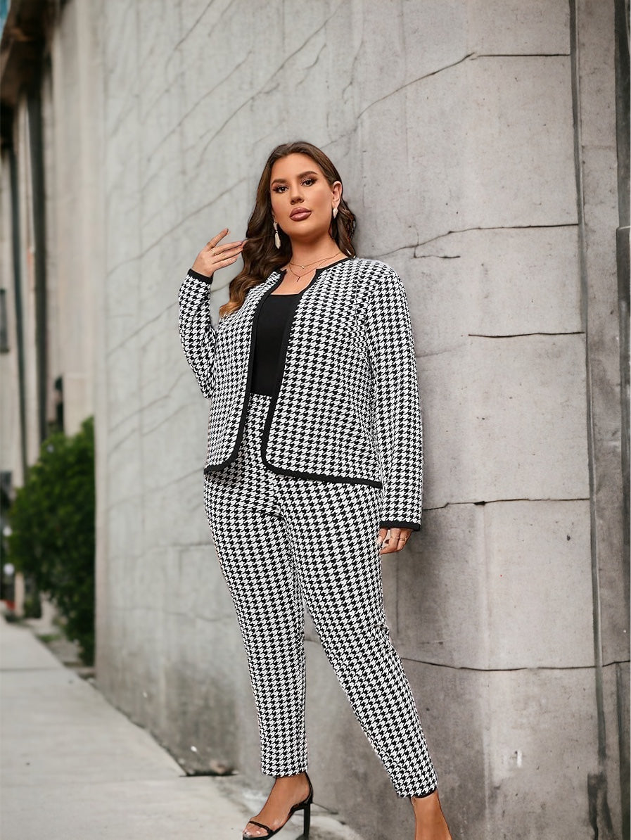 Two-Piece Houndstooth Pants and Jacket Set (US Sizes 4 - 20)