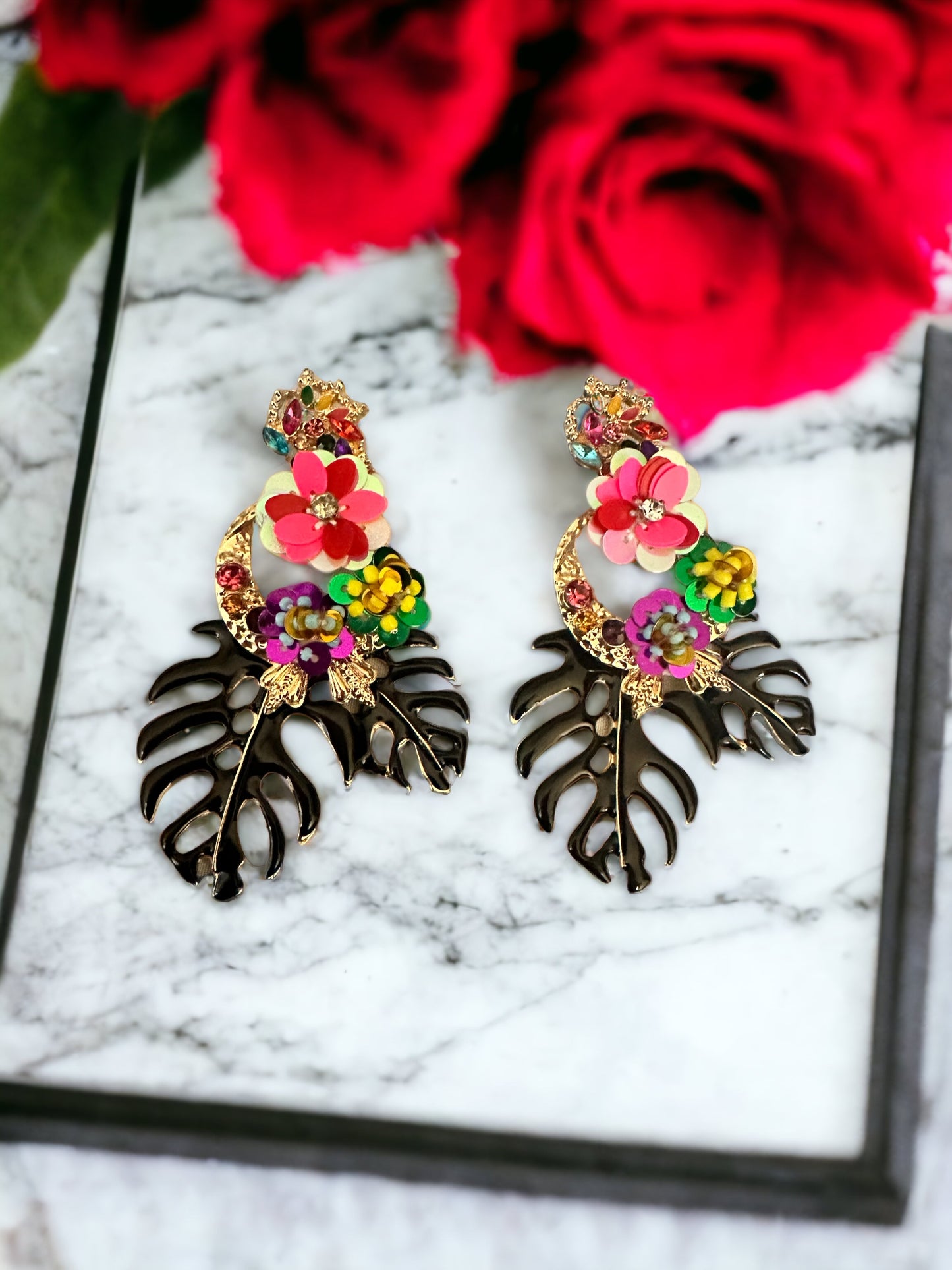 SOLD OUT - RESTOCKING: Leaf & Flower Shape Zinc Alloy Dangle Earrings