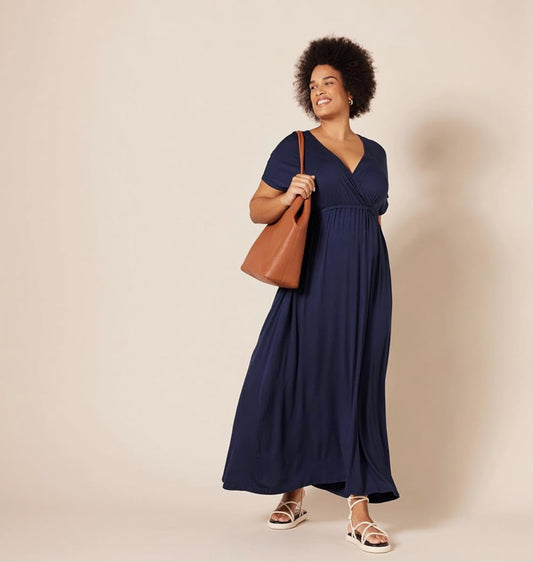 Plus Size Blue Waisted Maxi Dress, Size 1X