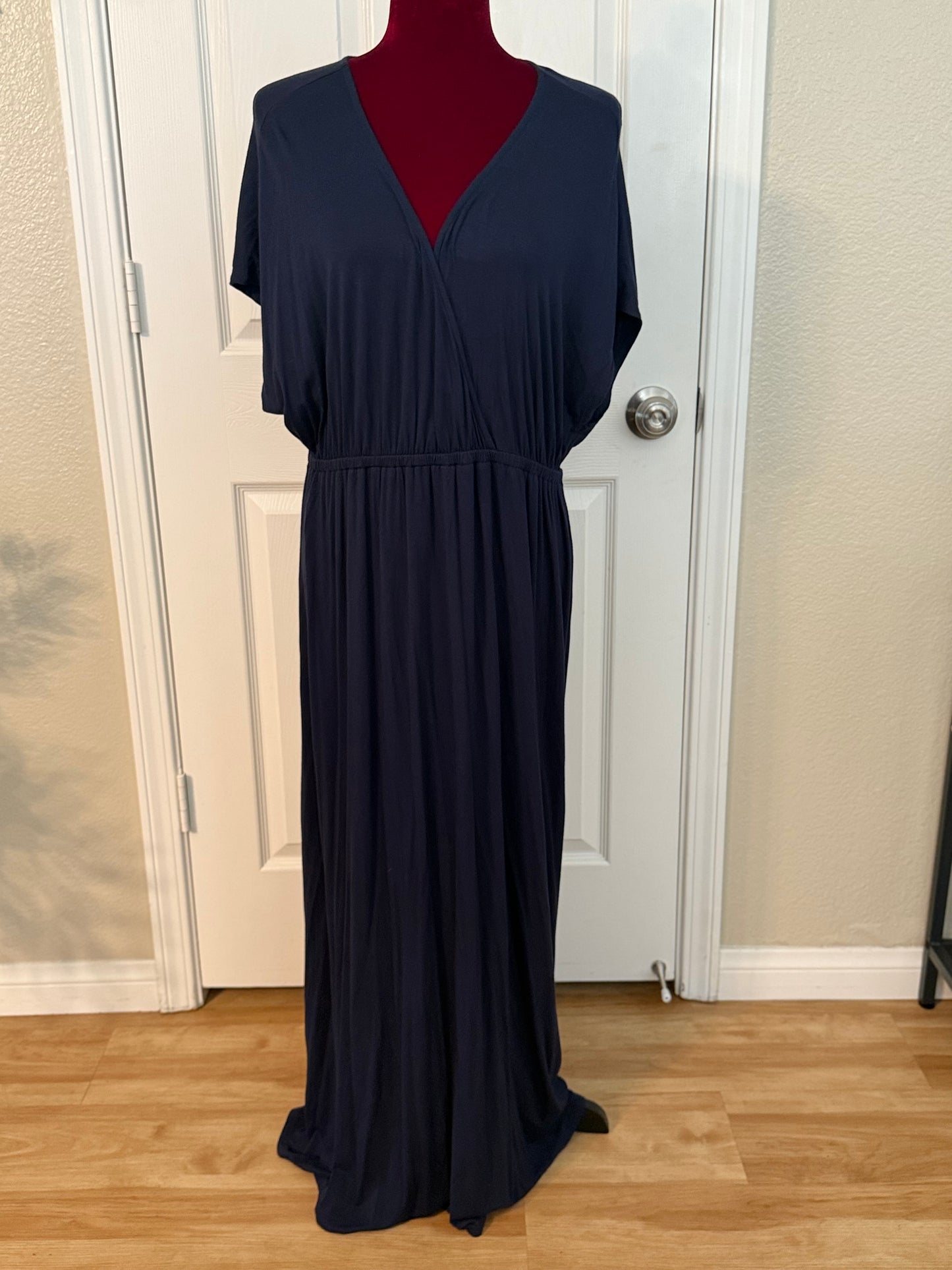 Plus Size Blue Waisted Maxi Dress, Size 1X