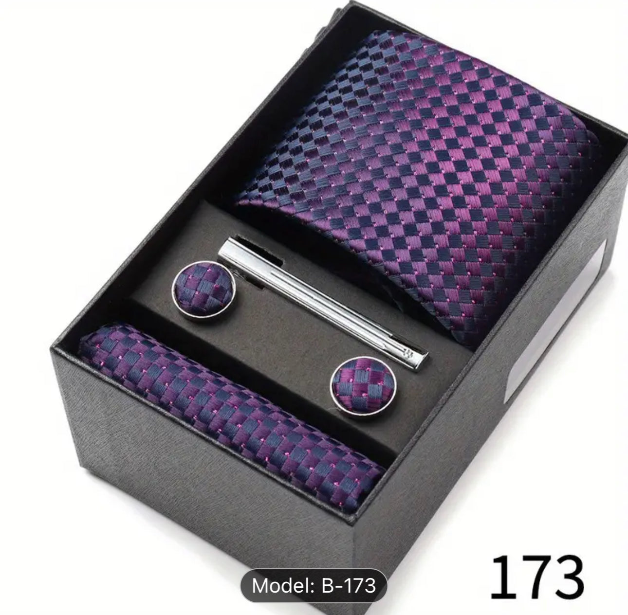 Men’s Silk Coordinated Tie Set w/Box - Purple (173)