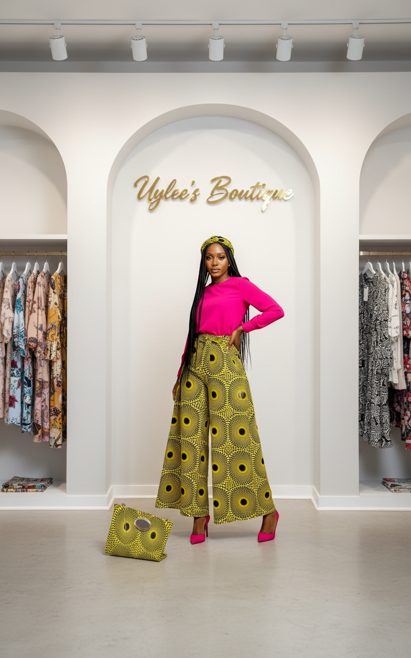 Combo Palazzo Pant & Pocketbook Set Yellow PS14 (Pants, Headwrap, and Bag)