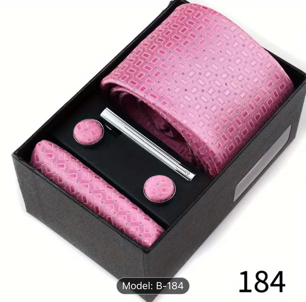Men’s Silk Coordinated Tie Set w/Box - Pink (184)