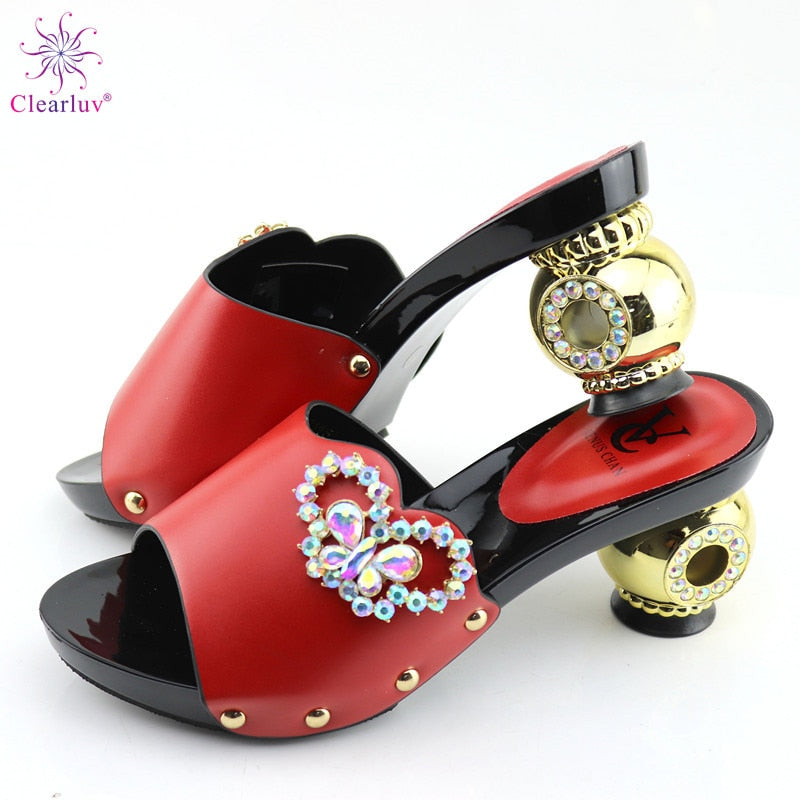 Elegant Rhineston Decorated Platform Shoes