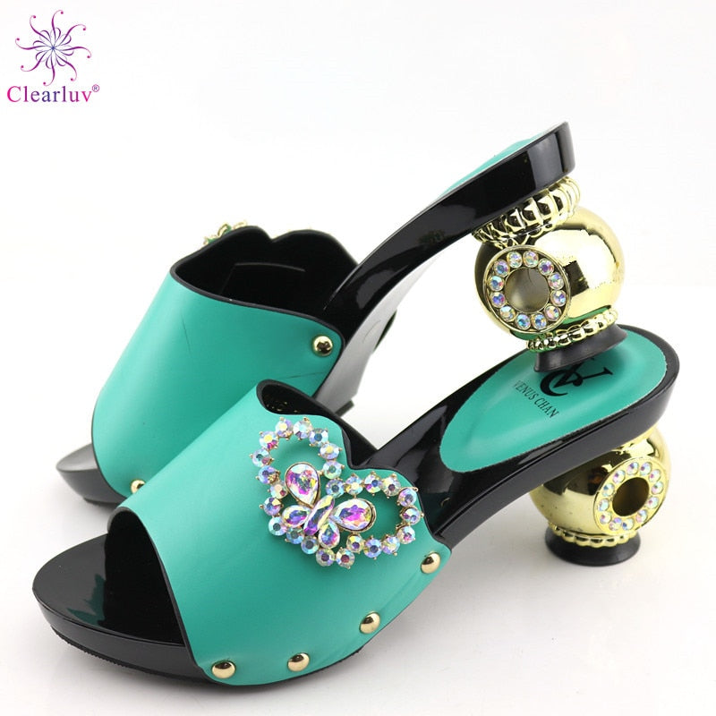 Elegant Rhineston Decorated Platform Shoes