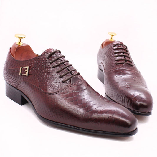 Zapatos con estampado de piel de serpiente Oxford para hombre de lujo con clase