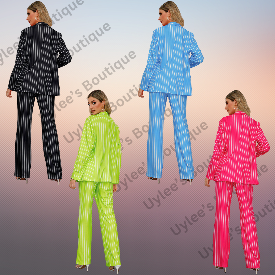 Striped Long Sleeve Top and Pants Set - Four Color Patterns