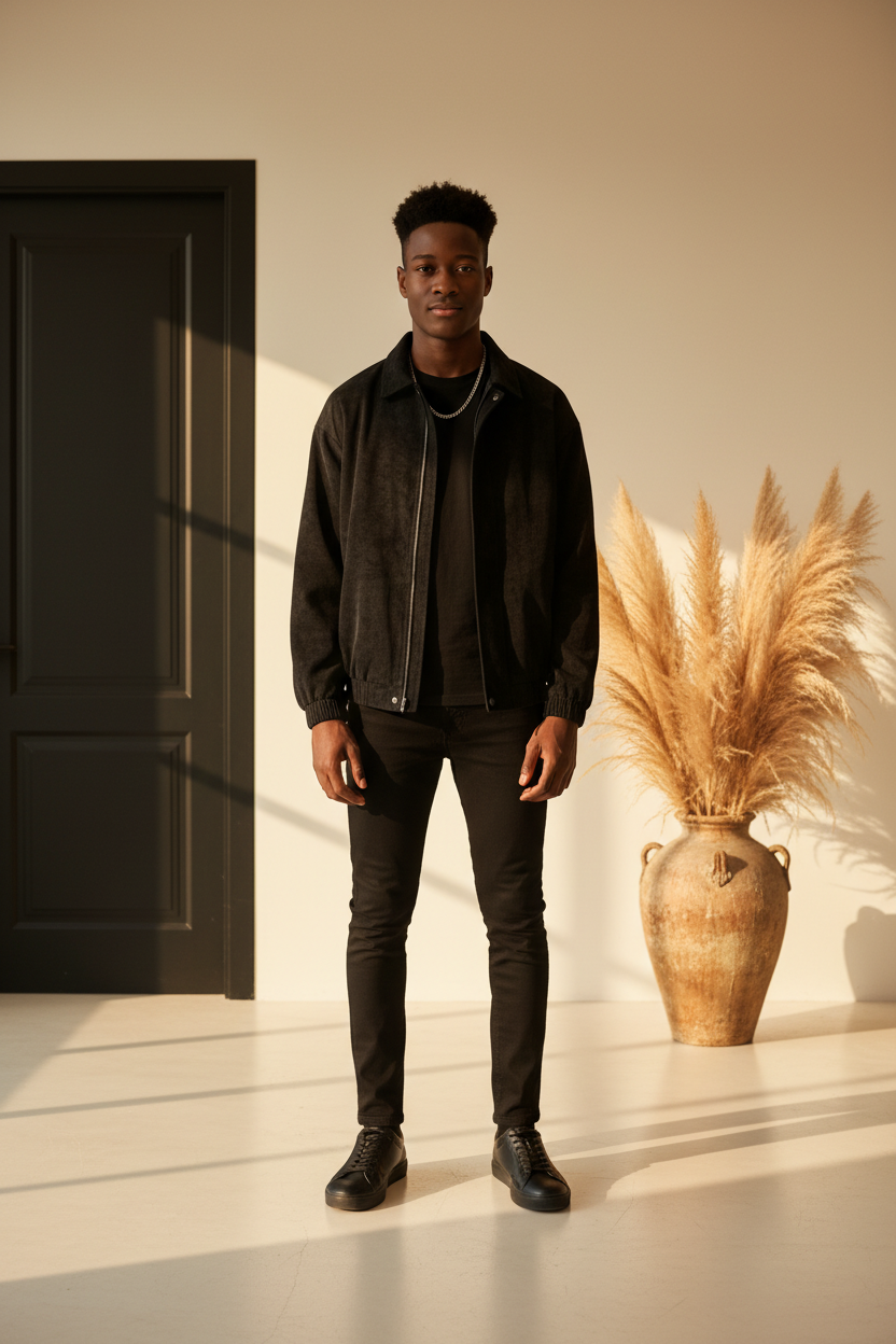 Men's Plus Size Zip Up Leather Jacket