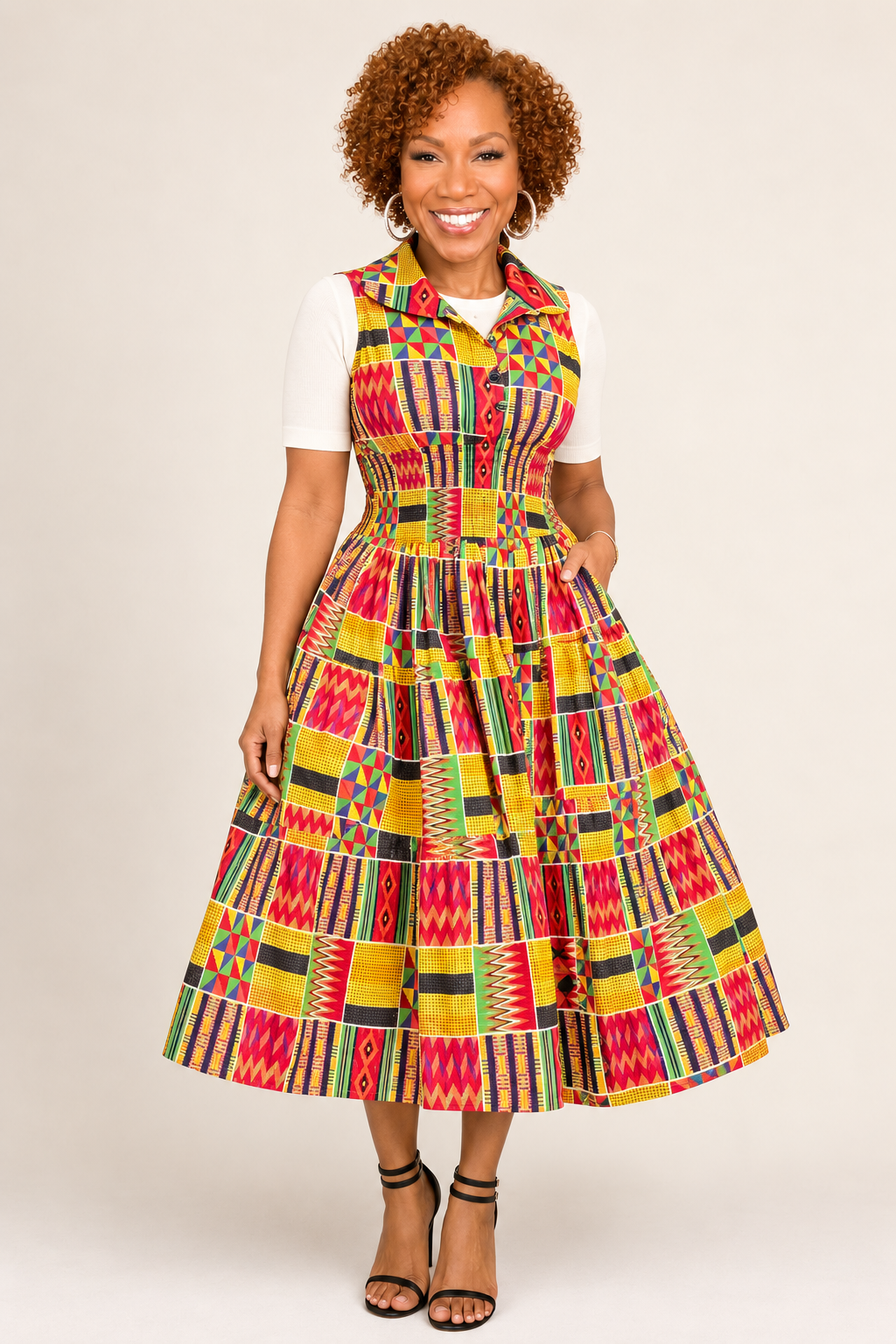 Middi Halter Smock Kente Dress (free size)
